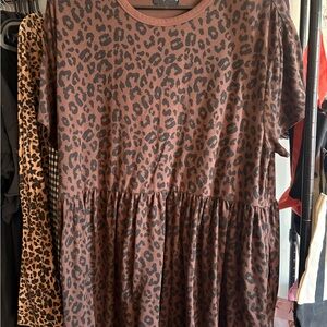 Women's Brown Leopard Print Mini Dress - Casual Tiered Silhouette GIRRLSCOUT